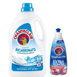 Set Chanteclair pentru rufe Detregent cu bicarbonat 35 spalari 1575 ml, solutie curatare pete 375 ml